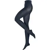 Esprit Plain verstevigd zachte comfort tailleband katoen wol panty dames blauw - maat 44-46