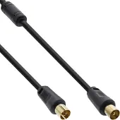 InLine IEC (m) - IEC (v) coaxkabel | >85 dB + ferriet | koper | verguld | recht | zwart | 3 meter