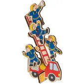 Goki Puzzel: DE BRANDWEER 30x21x0,8cm, 9-delig, hout, puzzelstukjes blijven rechtop staan, 2+