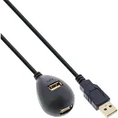 InLine Premium USB naar 2x USB docking kabel - USB2.0 - tot 1A / zwart - 2 meter