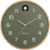 Karlsson Wall clock Natural Cuckoo birch wood jungle green