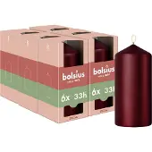 Bolsius - Gladde Stompkaars - 6 stuks - Metallic Rood - 12 cm - 33 Branduren