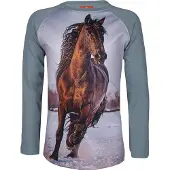Horka - T-shirt PIXEL - Grijs - Paard print - Maat 128
