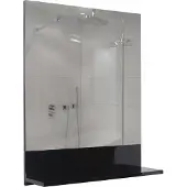 MCW Wandspiegel met planchet -B19, badkamerspiegel badkamer, hoogglans 75x60cm ~ zwart