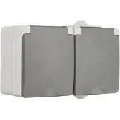ION Industries Opbouw Stopcontact 2-voudig | IP55 | Grijs