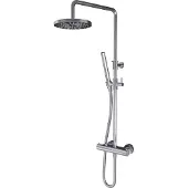 Hotbath Buddy SDS1 opbouw regendoucheset met staafhanddouche en 20cm ronde hoofddouche aan glijstang chroom
