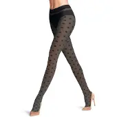 Falke Snow Dot gedessineerd materiaal transparent 25 DEN panty dames zwart - maat M