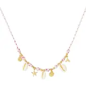Yehwang Ketting summer vibes-bedel schelp- zeester- roze- goudkleur
