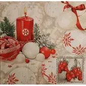 Daisy - Lunch servetten - Xmas gold candle centrepiece
