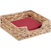 Relaxdays servethouder waterhyacint - voor 20x20 cm servetten - gevlochten - vierkant - naturel