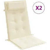 vidaXL Stoelkussens 2 st hoge rug oxford stof crèmekleurig