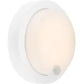 Briloner LED-accu-sensorbuitenwandlamp, 4W, 700 lm, 3000 K, diameter 17 cm, Pula, wit