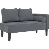 vidaXL Chaise longue met kussen, donkergrijs, fluweel