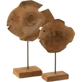J-Line vis op voet teak hout large 30.5x10x45cm