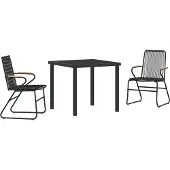 vidaXL Tuin Eettafel Set 3 st Zwart Gepoedercoat staal