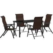 vidaXL Tuin Eettafel Set 5 st Bruin Gepoedercoat staal