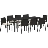 vidaXL Tuin Eettafel Set 9 st Zwart Gepoedercoat staal
