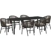 vidaXL Tuin Eettafel Set 7 st Bruin Gepoedercoat staal