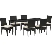 vidaXL Tuin Eettafel Set 7 st Zwart Gepoedercoat staal