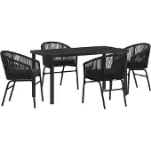 vidaXL Tuin Eettafel Set 5 st Zwart Gepoedercoat staal