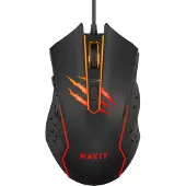 Havit GAMENOTE MS1027 1000-2400 DPI gaming muis (Bedraad), Muis, Zwart, Rood, Oranje
