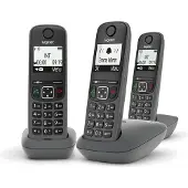 Gigaset AS490 Trio, Analoog/DECT-telefoon, Draadloos handset, Sprekenhandsfree, 100 contacten, Nummerherkenning, Zwart