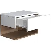 Ebuy24 UsalXL45 nachtkastje wandmontage 1 lade 1 plank wit, eik decor.