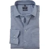 Olymp overhemd blauw geruit normale fit katoen