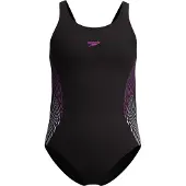 Speedo eco placem muscleb bla/pin wedstrijd badpak meisjes zwart-roze
