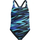 Speedo Hyperboom Allover Medalist Swimsuit Blauw 5-6 Years Meisje
