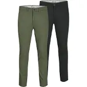 Jack & Jones JACK&JONES Heren Multi-Pack Broek, Marco Piped Pockets Low Rise Chinos, 2 Pack