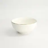 Tokyo Design Studio - Nippon White - Goude Rand Kom 15x7cm 550ml Lijnen Wit Goud (3 ex)