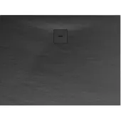Schulte douchebak 75x100x4 cm Mineraalmarmer steen-optiek, composiet Antraciet, inclusief afvoergarnituur, EP216710-57