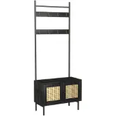 Furnilux Kapstok ambon – met opbergkast & haken – met rattan – 70x32x175