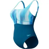 Speedo Shaping Contoureclipse Printed Swimsuit Blauw UK 42 Vrouw