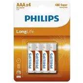 Philips R03-AAA - Longlife batterijen - 4 stuks (12-pack)