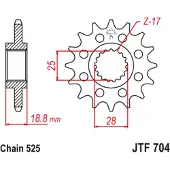 JT Sprockets 525 Ru Jtf704.17rb Steel Voortandwiel