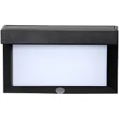 Star Trading LED-zonnelamp voor aan de muur Valla met bewegingsmelder, zwart, Kunststof, solar buitenlamp