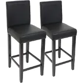 MCW Set van 2 barkrukken Barkruk M37 kunstleer ~ zwart, donkere poten