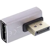 InLine DisplayPort adapter | haaks naar links (kort) | DP1.4 (8K 60Hz) | HBR3 | aluminium