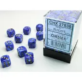 Chessex Vortex Blauw/goud D6 12mm Dobbelsteen Set (36 stuks)