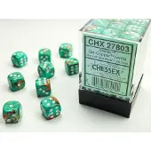 Chessex Marmer Oxi-koper/wit D6 12mm Dobbelsteenset (36 stuks)