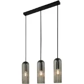 Nordlux 3 Lichts Hanglamp Miella Zwart Met Smoke Glas