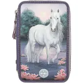 Miss Melody etui met 3 vakken, met LED-verlichting, motief: zeerozen