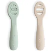 Mushie Lepels Eerste Voeding Siliconen Cambridge Blue/Shifting Sand 2st