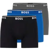 BOSS Heren Set van 3 logoboxers blauw. grijs, marine, navy (S), Casual, Homewear, Katoen, Marineblauw 50475282