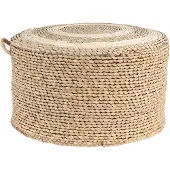Clayre & Eef Poef Ø 40x23 cm stro rond hocker