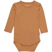 Minymo Romper l/s - Bamboe - Chipmunk - - 1 jaar (80) - Rompers Lange Mouw