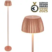 Briloner LED vloerlamp Brilo unplugged Riffle, koperkleurig dimbaar, koper, Woon-/ Eetkamer, metaal