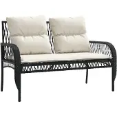 vidaXL 4-delige Loungeset met kussens poly rattan zwart